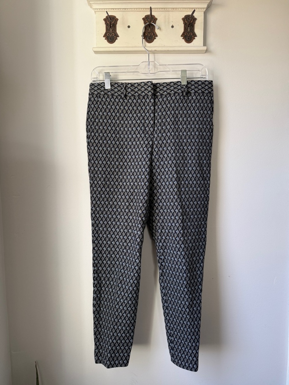 Theory Cropped Pants 4  Elegant Patterned Mid Rise Straight Leg Work Office